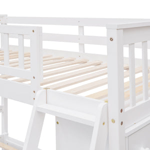 Bunk Bed With 6 Drawers And Flexible Shelves, Bottom Bed With Wheels by Couch.com