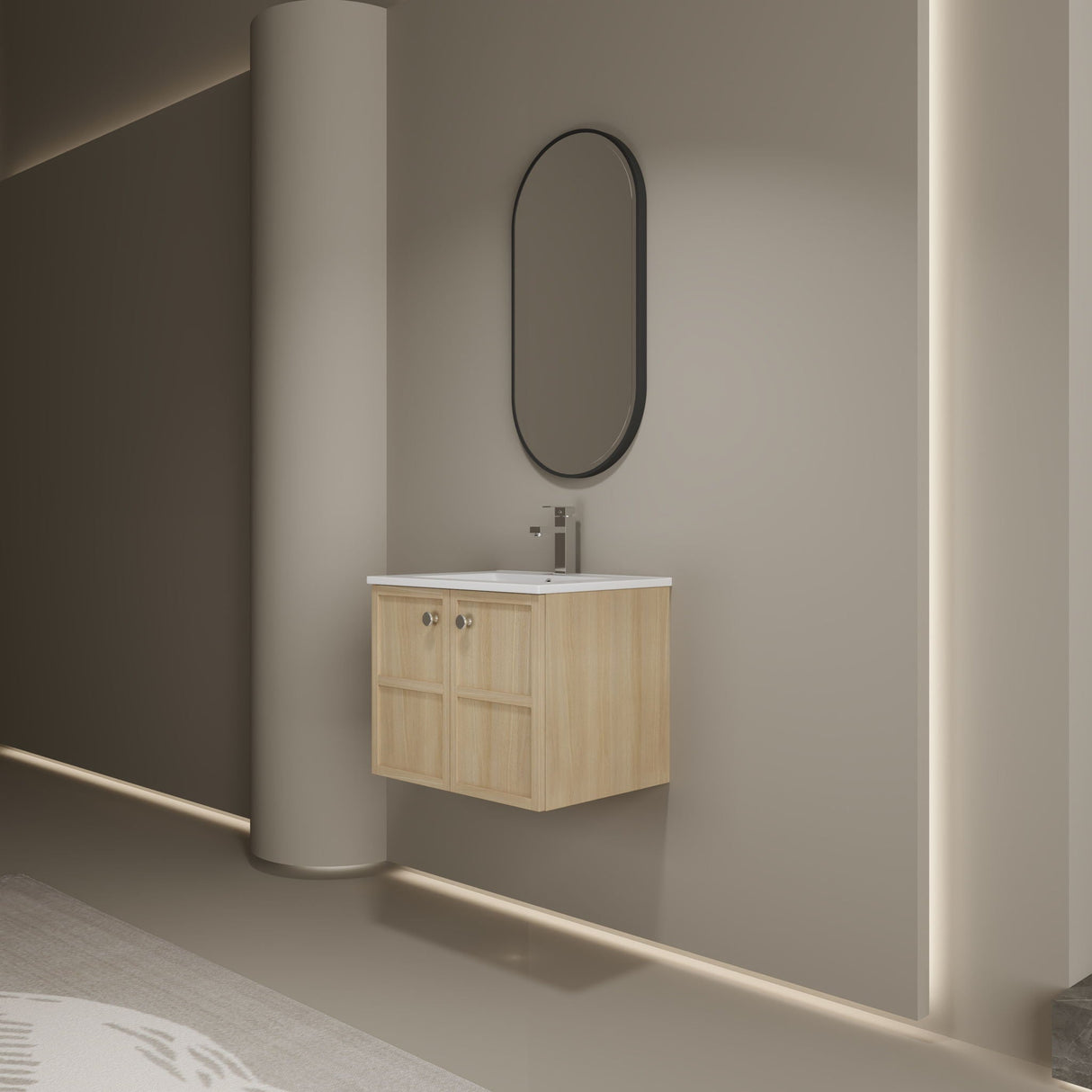 Wall Mounted Bathroom Vanity With Ceramic Sink And 2 Soft Closing Doors by Couch.com