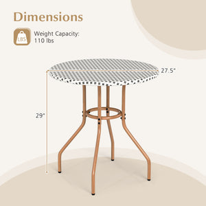 27.5 inch Outdoor Bistro Table with Heavy Duty Metal Frame and Adjustable Foot Pads-white