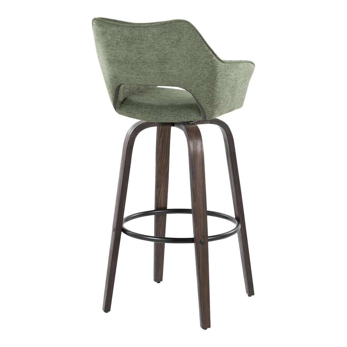Mustang - Contemporary Fixed Height Barstool With Swivel With Round Footrest (Set of 2) by Couch.com