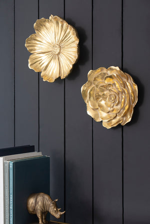 Rose Hanging Resin Wall Accents (Set of 2) - Gold by Couch.com