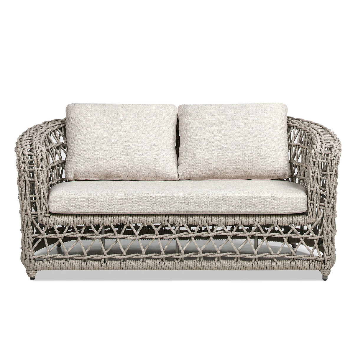 Everly - Frame Barrel Deep Seating Patio Loveseat Sofa Axroma Olefin - Oat Beige by Couch.com