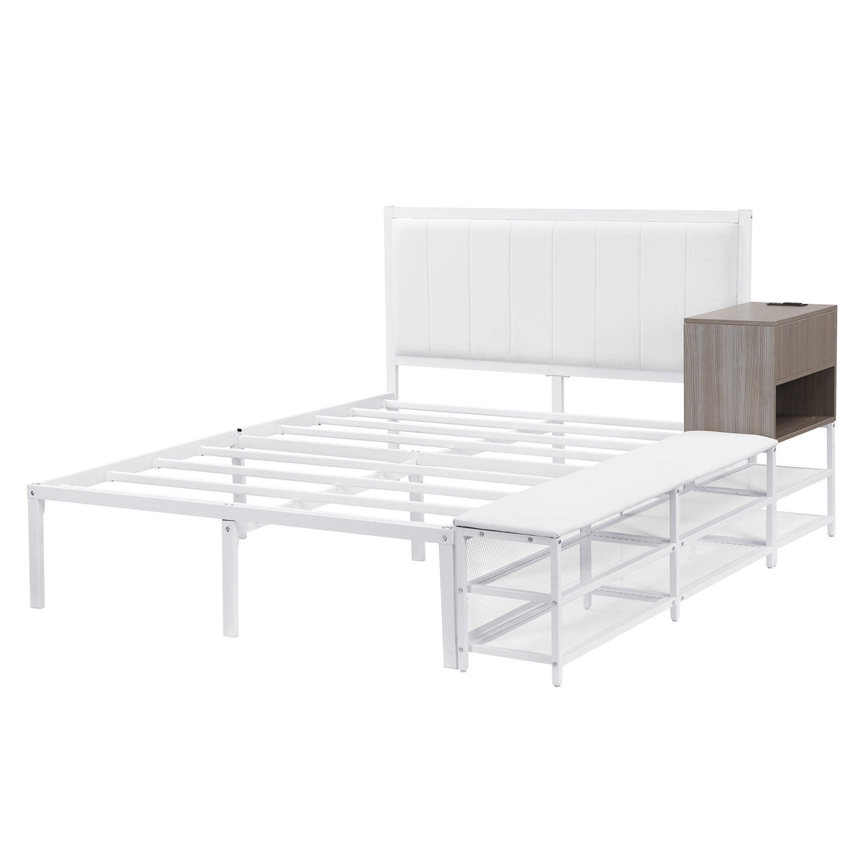 Platform Bed With 2 Tier Storage Shelves, Storage Cabinet by Couch.com