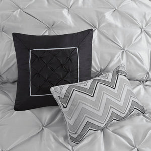 7 Piece Tufted Comforter Set Grey King