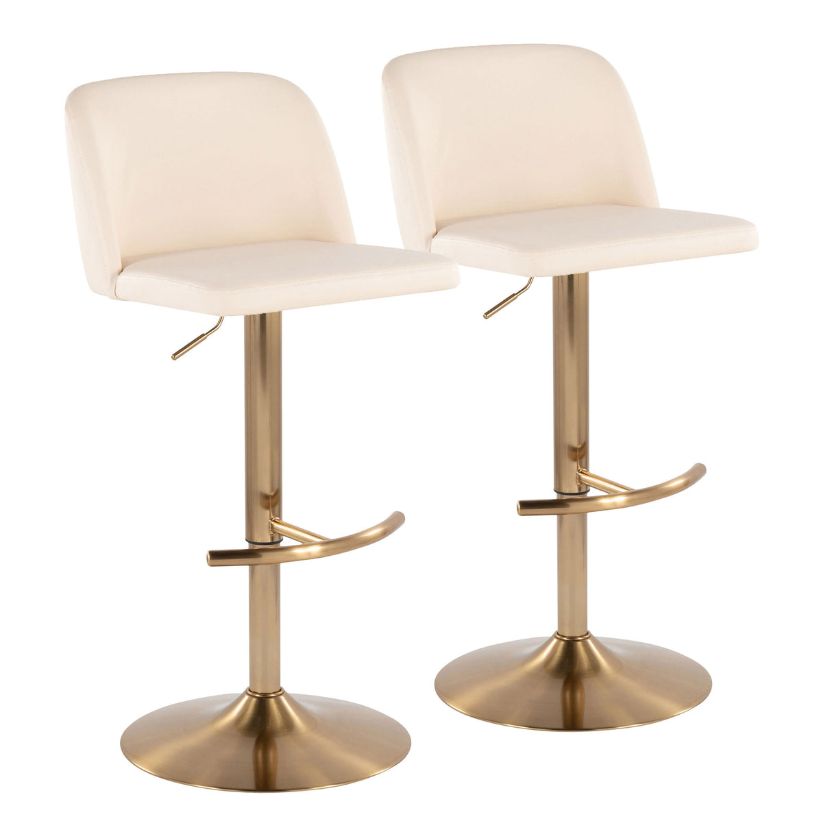 Toriano - Contemporary Adjustable Barstool With Swivel With Rounded T Footrest (Set of 2) by Couch.com