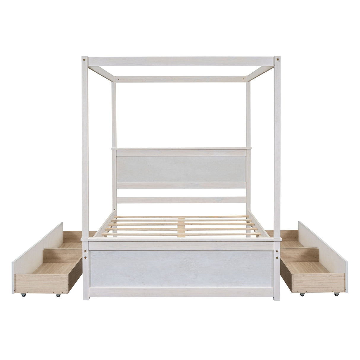 Canopy Platform Bed With Drawers, Support Slats, No Box Spring Needed by Couch.com