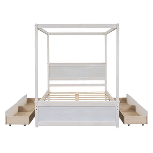 Canopy Platform Bed With Drawers, Support Slats, No Box Spring Needed by Couch.com