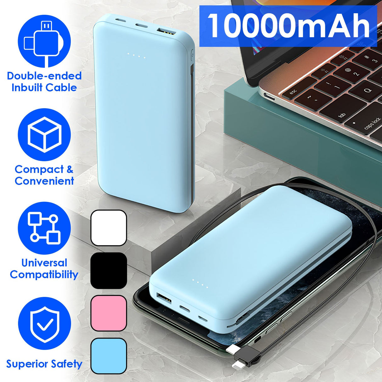 10,000mAh Portable Power Bank by DirectDeals