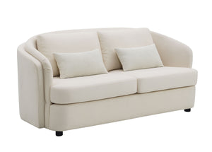 Mariko - Linen Loveseat With 2 Toss Pillows - Beige by Couch.com