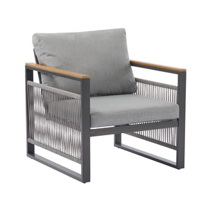 4-Pieces Outdoor Metal Patio Furniture Set with Cushions