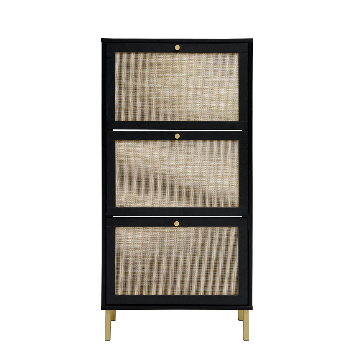 Modern Rattan 3 Door Shoe Rack Cabinet For Entryway by Couch.com