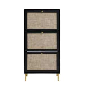 Modern Rattan 3 Door Shoe Rack Cabinet For Entryway by Couch.com