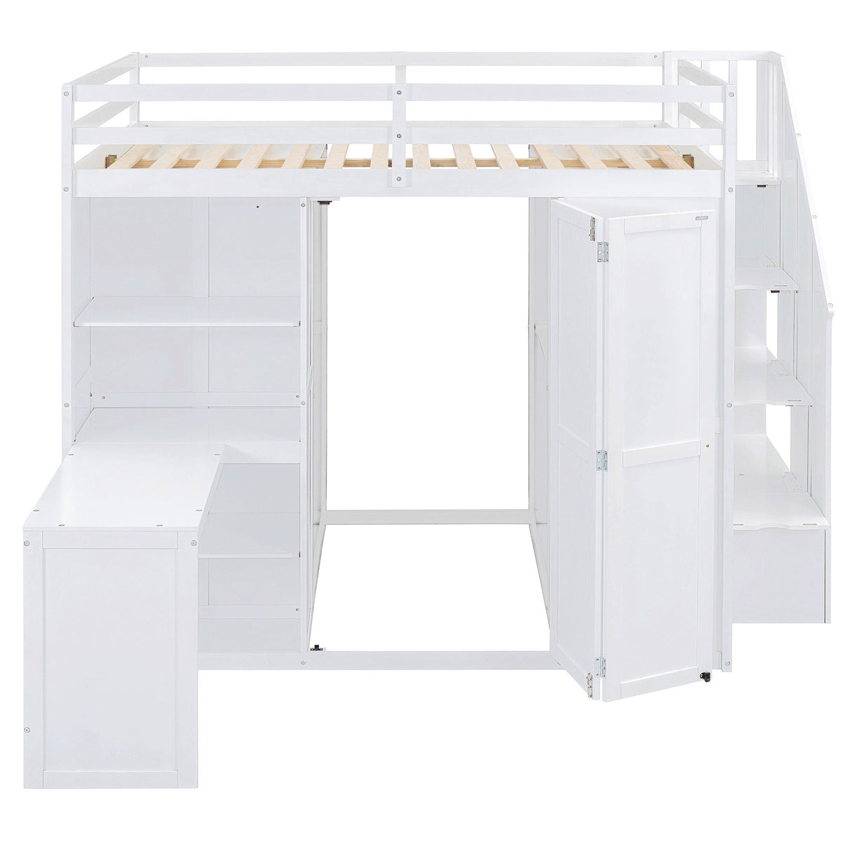 Loft Bed With Wardrobe, Desk And Shelves by Couch.com