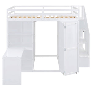 Loft Bed With Wardrobe, Desk And Shelves by Couch.com