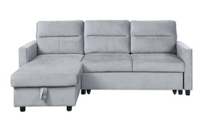Ivy - Velvet Reversible Sleeper Sectional Sofa With Storage Chaise And Side Pocket by Couch.com