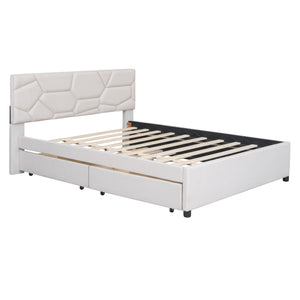 Upholstered Platform Bed With Brick Pattern Headboard And Twin Long Size Trundle by Couch.com