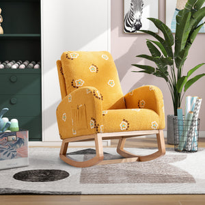 Modern Accent Rocker Armchair With Side Pocket, Upholstered High Back by Couch.com