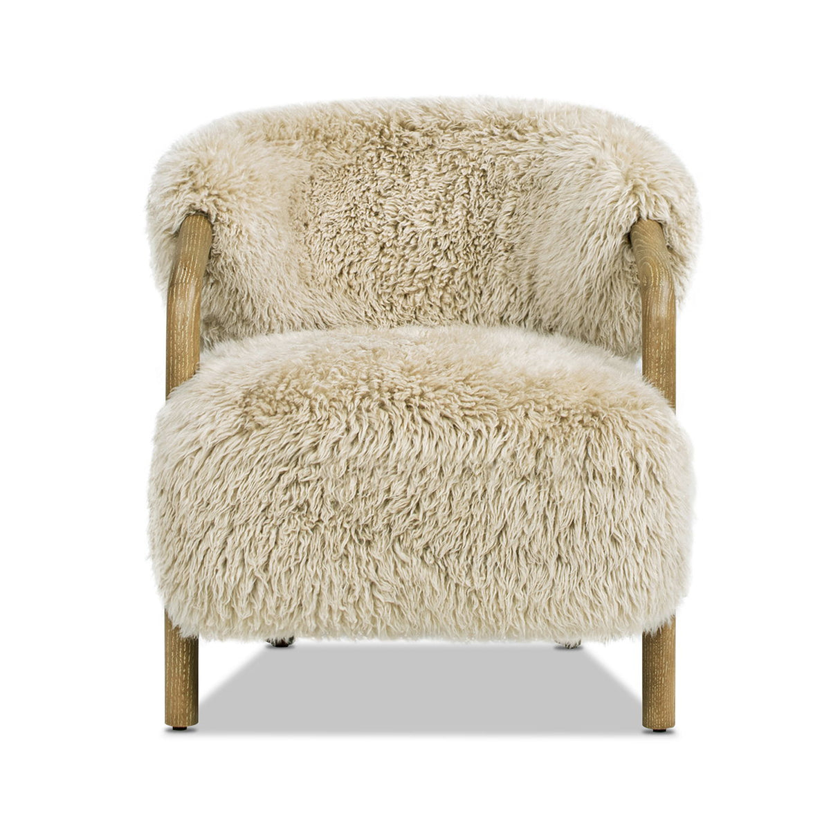 Becker - Rustic Oak Sheepskin Upholstered Accent Arm Chair - Taupe Beige by Couch.com