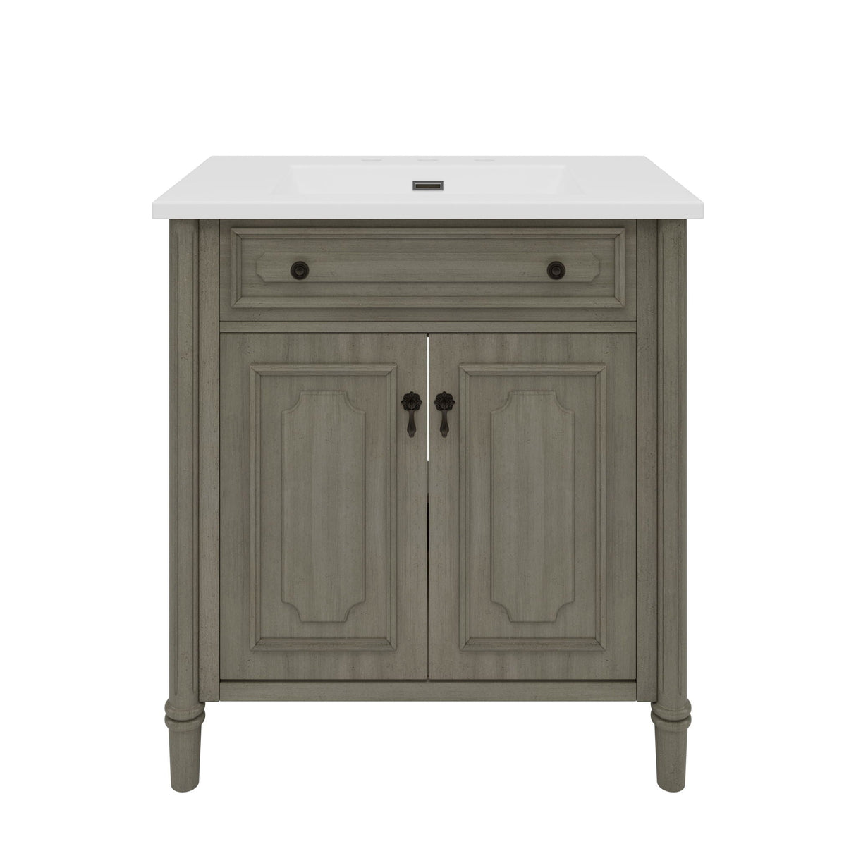 Vintage Bathroom Vanity With Sink, Rustic Cabinet With Soft Close Doors