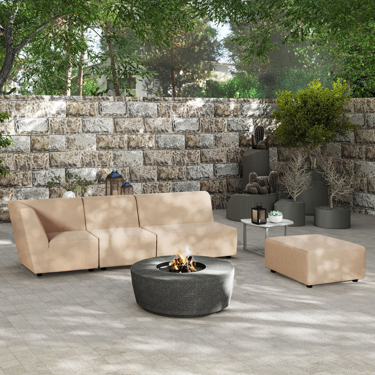 Cleo - Modular Upholstered Patio Ottoman Axroma Olefin by Couch.com