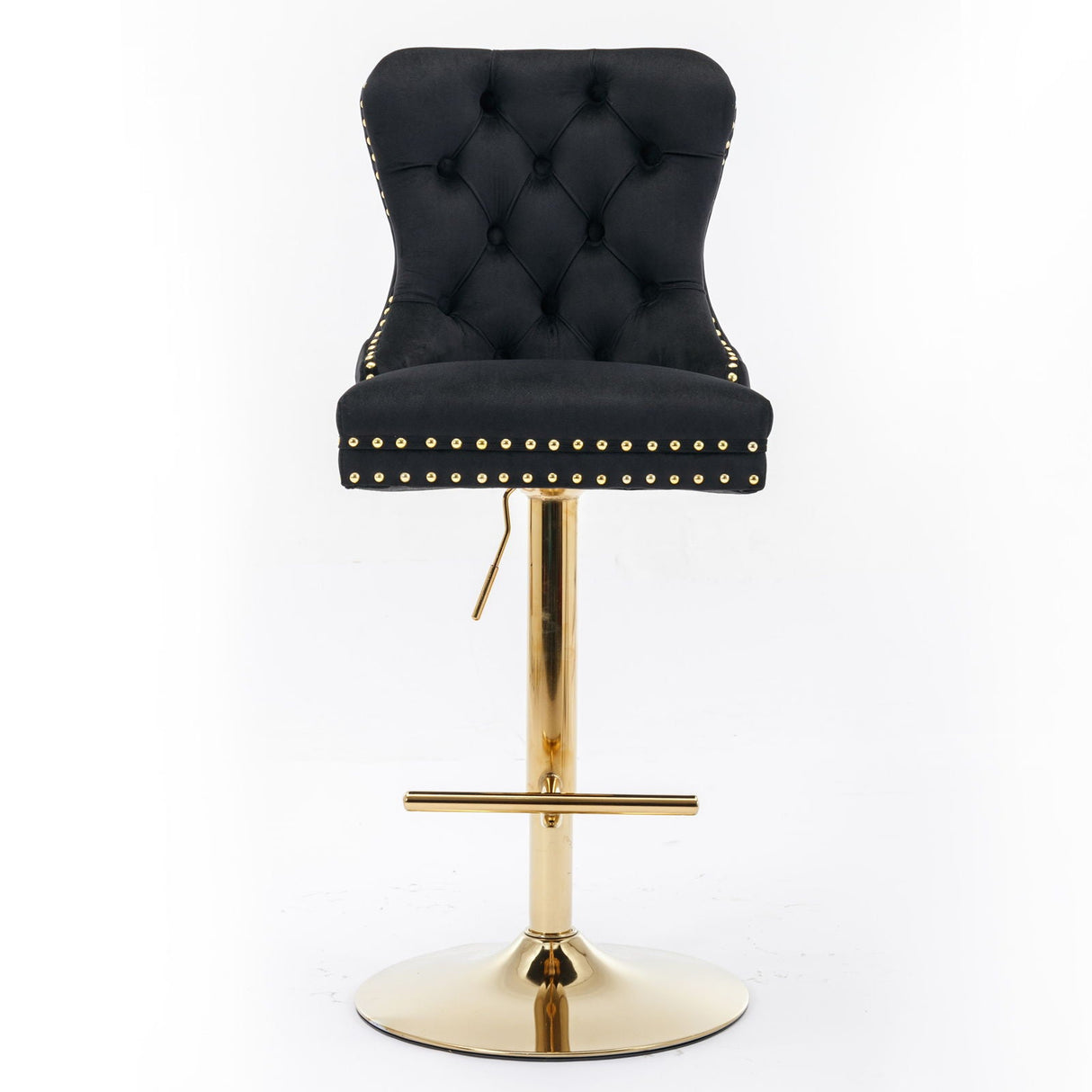 Thick Golden Swivel Velvet Barstools Adjusatble Seat Height From 25-33", Modern Upholstered Bar Stools With Backs Comfortable Tufted For Home Pub And Kitchen Island (Set of 2) by Couch.com