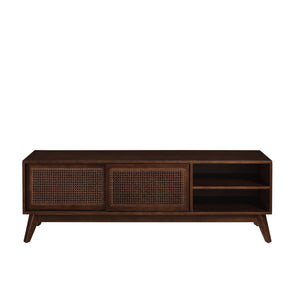 59 Inch Mid Century Modern Rattan TV Stand for 65 Inch TV
