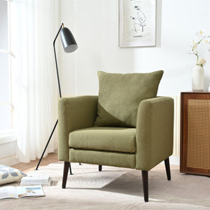 Barrel Chair, Modern Accent Chair, Fabric Armchair Club Chair, Upholstered Arm Chair With Solid Wood Legs, Waist Pillow, Padded Single Chair For Living Room / Bedroom / Study / Waiting Room - Olive Green by Couch.com