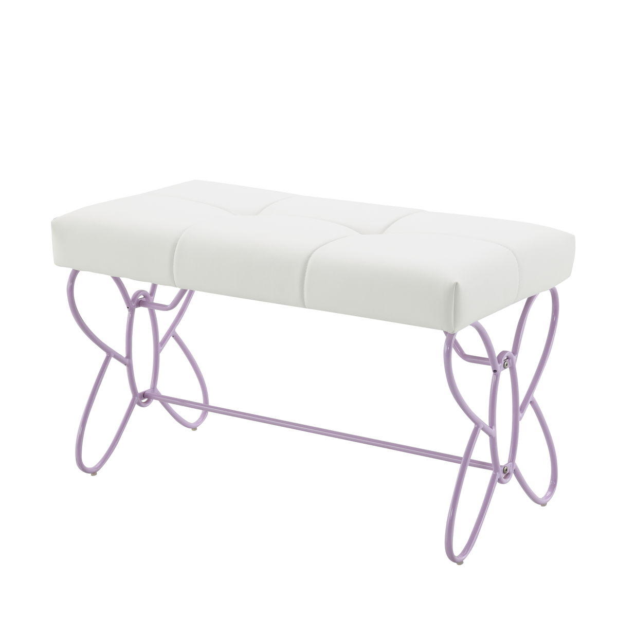 Priya II - Synthetic Leather Purple Bench - Purple / White by Couch.com