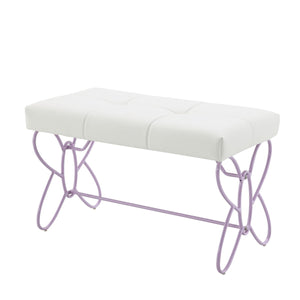 Priya II - Synthetic Leather Purple Bench - Purple / White by Couch.com