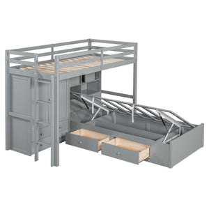 Bunk Bed With Drawers, Wardrobe, Storage Shelves And Hydraulic by Couch.com