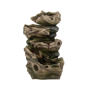 Decorative 5 Tier Wood Rock Inspired Water Fountain With Lights And Pump - Brown by Couch.com