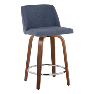Toriano - Mid Century Modern Fixed Height Counter Stool With Swivel With Round Footrest (Set of 2) by Couch.com