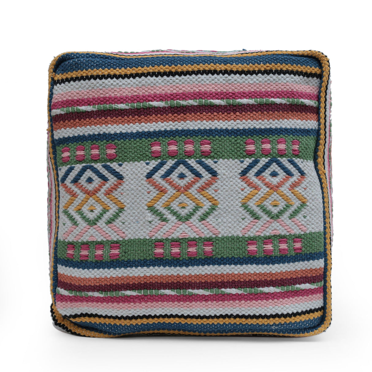 Inca - Handcrafted Peruvian Print Square Pouf Ottoman - Multicolor by Couch.com