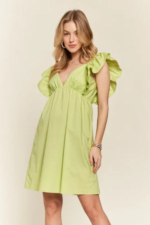 Smocked Back Ruffled Cap Sleeve Babydoll Dress For Summer – Feminine, Flattering, Comfortable, Playful Charm