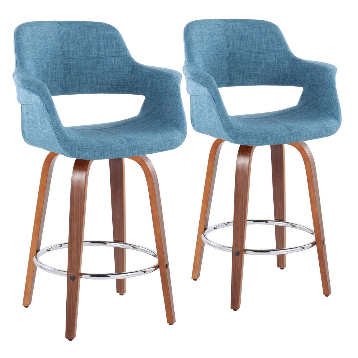 Vintage Flair - Mid-Century Modern Fixed Height Counter Stool With Swivel With Round Footrest (Set of 2) by Couch.com