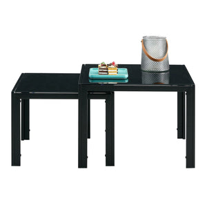 Nesting Coffee Table (Set of 2), Square Modern Stacking Table With Tempered Glass Finish For Living Room by Couch.com