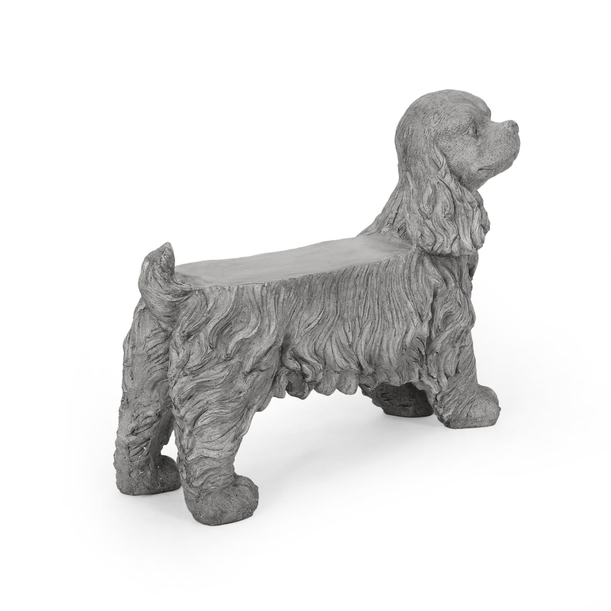 Charming Cocker Spaniel Dog Statue Bench Gray Magnesium Oxide