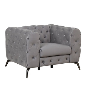 Velvet Upholstered Accent Sofa, Modern Single Sofa Chair With Button Tufted Back, Modern Single Couch For Living Room, Bedroom, Or Small Space by Couch.com