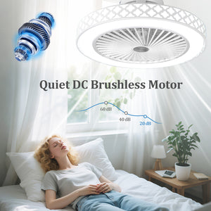 19 Inch Ceiling Fan with Light Low Profile Flush Mount Fan-White