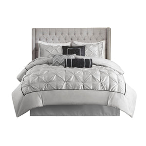 7 Piece Tufted Comforter Set Grey King
