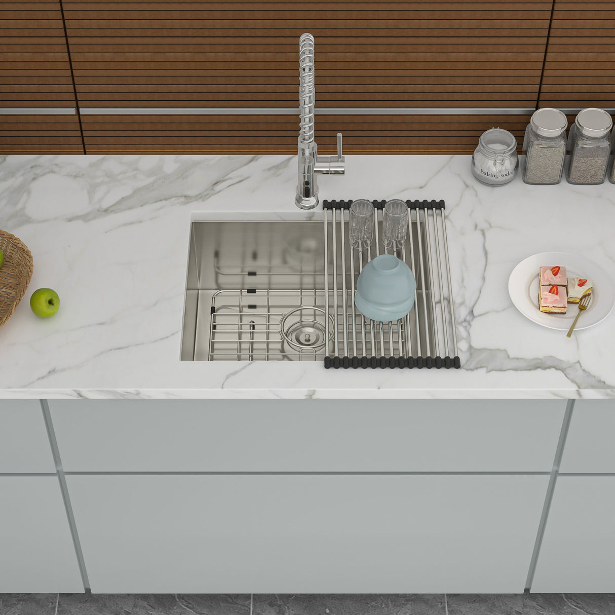 Modern Undermount Stainless Steel Kitchen Sink 16 Gauge, Deep Single Bowl