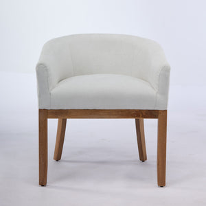Mid Century Modern Upholstered Barrel Dining Chair with Arms