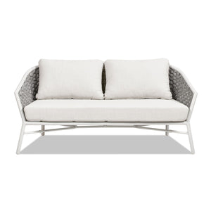 Couch.com Rowan Rope Barrel Back Patio Conversation Loveseat Sofa Optic White, Durable Design, Fabric Construction, White Finish by Couch.com
