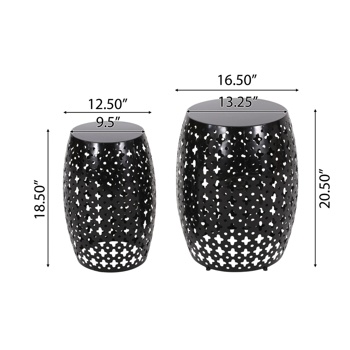 Modern Outdoor Metal End Table Set With Durable Iron Frame - Black by Couch.com