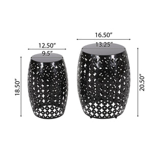 Modern Outdoor Metal End Table Set With Durable Iron Frame - Black by Couch.com