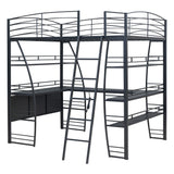 Loft Bed With 4 Layers Of Shelves And L-Shaped Desk, Stylish Metal Frame Bed With A Set Of Sockets, USB Ports And And Wireless Charging by Couch.com