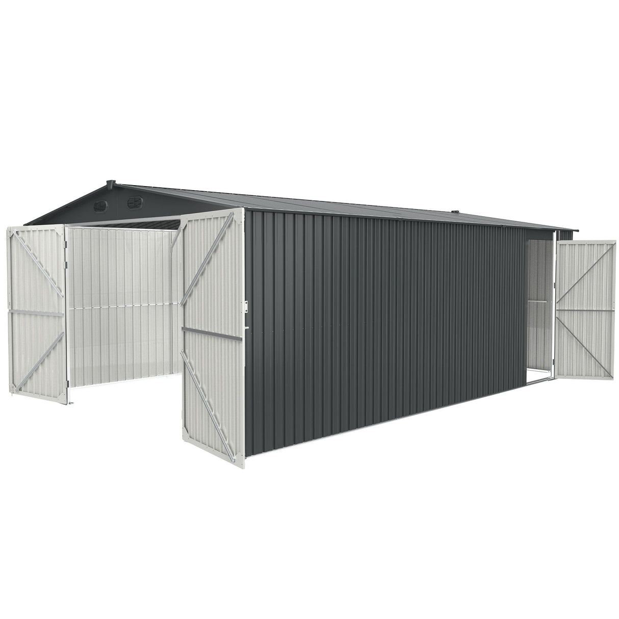 Outdoor Storage Shed, Metal Garden Shed Backyard Utility Tool House Building With 2 Doors And 4 Vents For Car, Truck, Bike, Garbage Can, Tool, Lawnmower by Couch.com