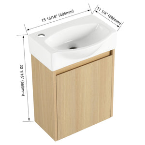 Modern Bathroom Vanity With Ceramic Basin, Wall Mounted Floating Sink Combo, Storage Cabinet by Couch.com