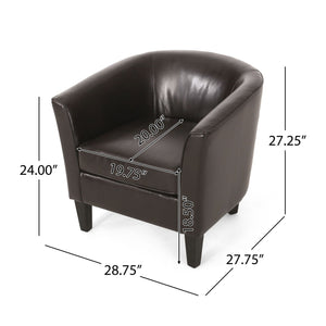 Faux Leather Club Chair With Curved Backrest - Brown by Couch.com