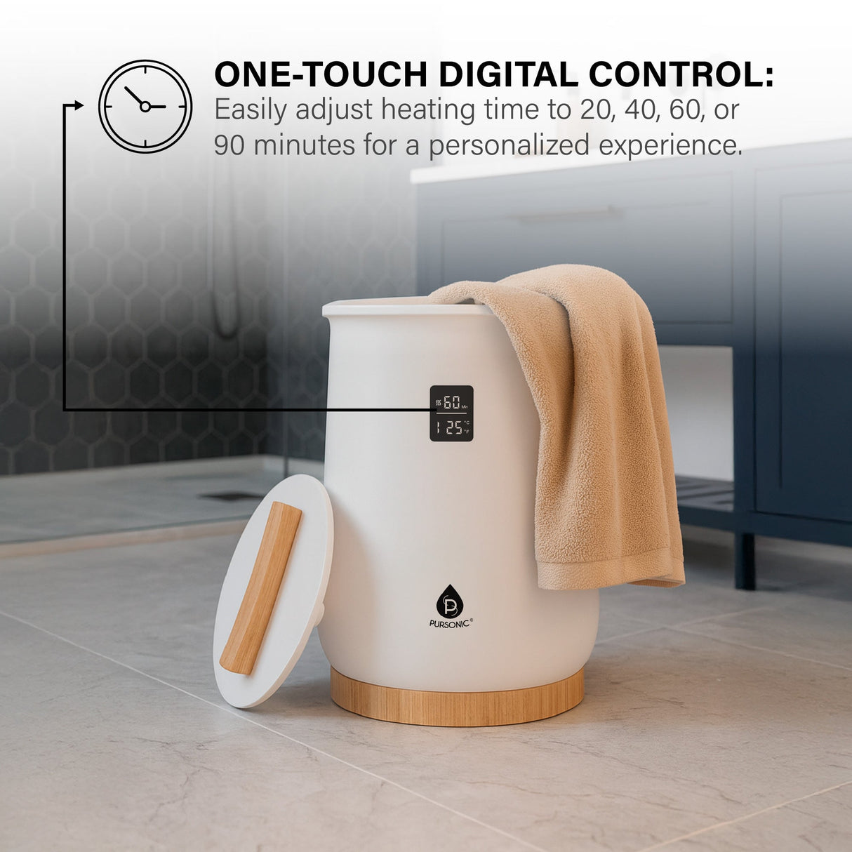 Pursonic Luxury Towel Warmer with One-Touch Digital Control Panel